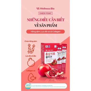 Nước Uống Hồng Sâm Lựu Collagen Hàn Quốc 30 gói - Da Trắng Sáng, Căng Bóng, Tăng Đề Kháng - Giá 435.000₫