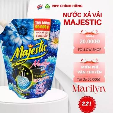 Nước Xả Vải Majestic Xanh - Thơm Lâu, Mềm Vải, Dịu Nhẹ Cho Da, Giá 89.000đ