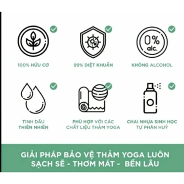 Nước xịt vệ sinh thảm Yoga, dung dịch tinh dầu khử mùi, diệt khuẩn, giá 43.000₫ (giá gốc 52.890)