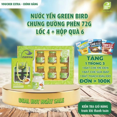 Nước Yến Chưng Đường Phèn Green Bird 72g - Thanh mát, dễ uống, giảm giá 142.500₫