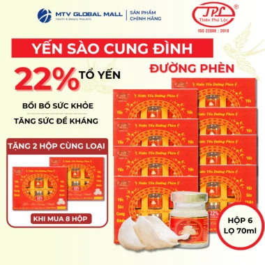 Nước Yến Sào Chưng Đường Phèn 22% - Bồi Bổ Sức Khoẻ, Hộp 6 lọ - Yến Sào Cung Đình ưu đãi 1,492,000 VND