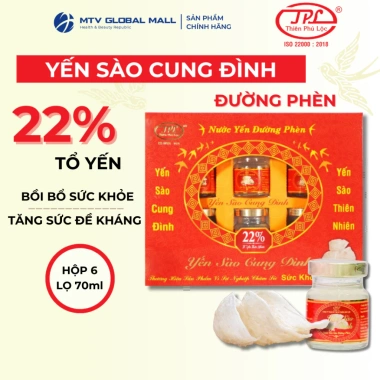 Nước Yến Sào Chưng Đường Phèn 22% - Bồi Bổ Sức Khoẻ, Hộp 6 lọ - Yến Sào Cung Đình ưu đãi 1,492,000 VND