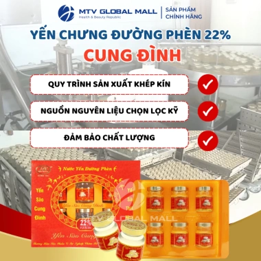 Nước Yến Sào Chưng Đường Phèn 22% - Bồi Bổ Sức Khoẻ, Hộp 6 lọ - Yến Sào Cung Đình ưu đãi 1,492,000 VND