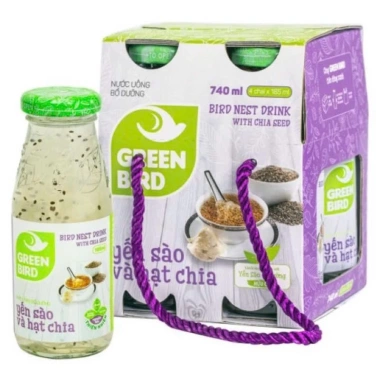 Nước Yến Sào Hạt Chia Green Bird 4 Lốc 185ml Chính Hãng Bổ Dưỡng Sức Khỏe