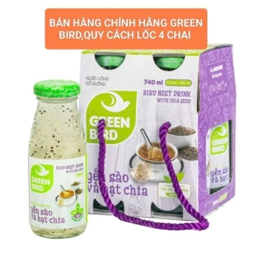 Nước Yến Sào Hạt Chia Green Bird 4 Lốc 185ml Chính Hãng Bổ Dưỡng Sức Khỏe