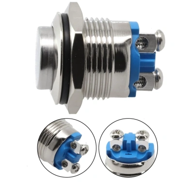Nút ấn kim loại 12V 16mm tạm thời không công tắc, làm bằng đồng thau, độ bền cao, dễ lắp – Giá ưu đãi 31.411 VND EHES