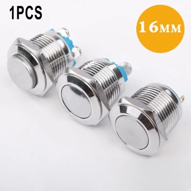 Nút ấn kim loại 12V 16mm tạm thời không công tắc, làm bằng đồng thau, độ bền cao, dễ lắp – Giá ưu đãi 31.411 VND EHES