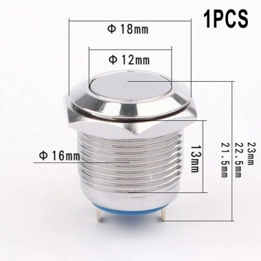 Nút ấn kim loại 12V 16mm tạm thời không công tắc, làm bằng đồng thau, độ bền cao, dễ lắp – Giá ưu đãi 31.411 VND EHES