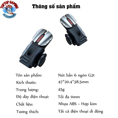 Nút Bắn PUBG G21 6 Ngón ABS + Hợp Kim - FPS PUBG Mobile, Free Fire, 34.594₫