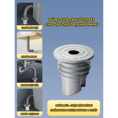 Nút silicone bịt lỗ thoát nước - Ngăn mùi, chống trào ngược, lẫy van một chiều, 41.299₫ 4