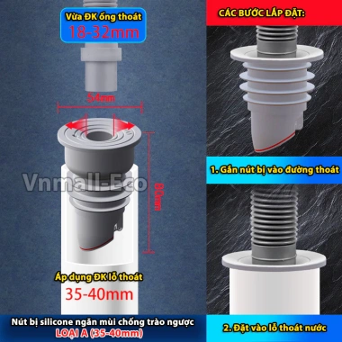 Nút silicone bịt lỗ thoát nước - Ngăn mùi, chống trào ngược, lẫy van một chiều, 41.299₫ 8