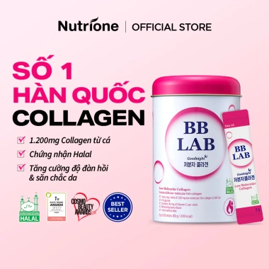 NUTRIONE BB LAB Halal Good Night Collagen 2g x 30 que - Ngủ ngon, da mịn, 1 hộp