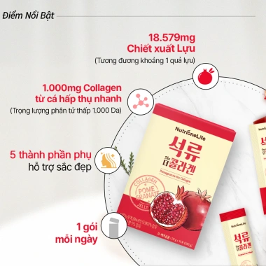 NUTRIONELIFE Thạch Collagen Lựu 20g x 14 que - Collagen dưỡng da, tăng độ đàn hồi, giảm nếp nhăn, giá ưu đãi 605.000₫ 3