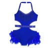 Nyeemya Đầm Latin Khiêu Vũ Bé Gái Dây Không Tay Cutout Lấp Lánh Kim Cương Bodice 3