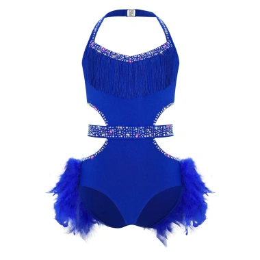 Nyeemya Đầm Latin Khiêu Vũ Bé Gái Dây Không Tay Cutout Lấp Lánh Kim Cương Bodice