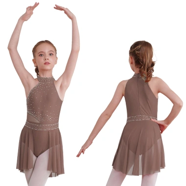 Nyeemya Đầm Leotard Bé Gái Lấp Lánh Kim Cương Giả Không Viền Không Tay Thích Hợp Khiêu Vũ Giá Ưu Đãi 439k