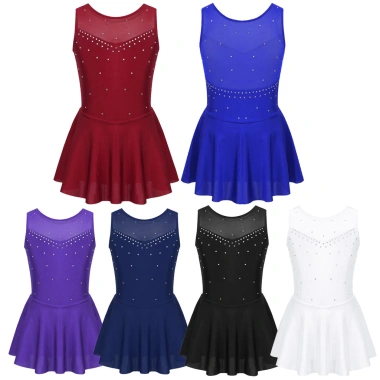 Nyeemya Đầm Leotard Bé Gái Lấp Lánh Kim Cương Tulle Giả Mặt Sau Trượt Băng Con Lăn 356.400₫