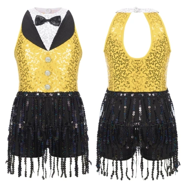 Nyeemya Đầm Sequin Bé Gái Không Tay, Lưng Móc Khóa, Khiêu Vũ Latin – Giá 414.720 VND 7