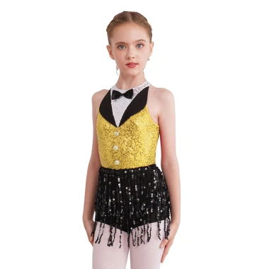 Nyeemya Đầm Sequin Bé Gái Không Tay, Lưng Móc Khóa, Khiêu Vũ Latin – Giá 414.720 VND 8