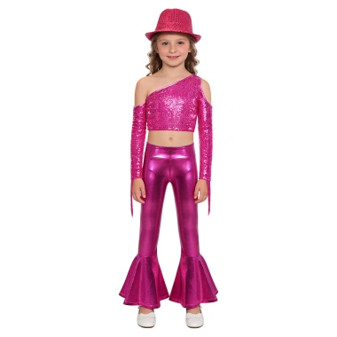 Nyeemya Kids Girls - Váy một vai dài tay sequin, dây thắt lưng, quần & mũ kim loại - 671.760₫ 6