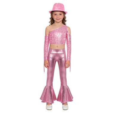 Nyeemya Kids Girls - Váy một vai dài tay sequin, dây thắt lưng, quần & mũ kim loại - 671.760₫ 8