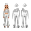 Nyeemya Kids Girls - Váy một vai dài tay sequin, dây thắt lưng, quần & mũ kim loại - 671.760₫ 9