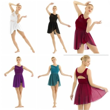 Nyeemya Leotard Nữ Không Tay Voan Co Giãn Cắt Ra Bất Đối Xứng Múa Ba Lê Thể Dục, Giá 611.280 VND