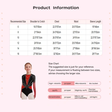Nyeemya Leotard Trẻ Em Bé Gái Thể Dục Vũ Trang Cổ Tròn Sheer Lưới Tay Dài Khóa Lưng Kim Cương Sáng Bóng - Giá ưu đãi 443.880 VND
