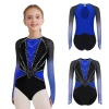 Nyeemya Leotard Trẻ Em Bé Gái Thể Dục Vũ Trang Cổ Tròn Sheer Lưới Tay Dài Khóa Lưng Kim Cương Sáng Bóng - Giá ưu đãi 443.880 VND 3