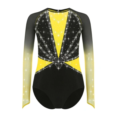 Nyeemya Leotard Trẻ Em Bé Gái Thể Dục Vũ Trang Cổ Tròn Sheer Lưới Tay Dài Khóa Lưng Kim Cương Sáng Bóng - Giá ưu đãi 443.880 VND