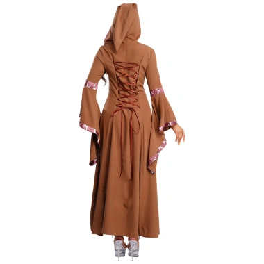 Nyeemya Nữ Thời Trung Cổ Đầm Cổ Vuông Tay Dài Gothic Phù Thủy – Victoria Cung Điện, Mũ Trùm Đầu, Ren-up, Giá giảm 886k