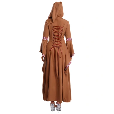 Nyeemya Nữ Thời Trung Cổ Đầm Cổ Vuông Tay Dài Gothic Phù Thủy – Victoria Cung Điện, Mũ Trùm Đầu, Ren-up, Giá giảm 886k