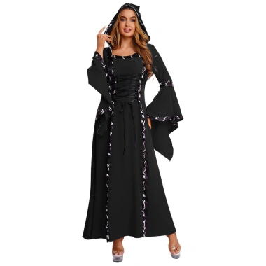 Nyeemya Nữ Thời Trung Cổ Đầm Cổ Vuông Tay Dài Gothic Phù Thủy – Victoria Cung Điện, Mũ Trùm Đầu, Ren-up, Giá giảm 886k
