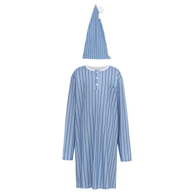 Nyeemya Pyjama 2 Miếng Trẻ Em Bé Trai Váy Ngủ Pompom Mũ Dài Tay Điều Chỉnh Giấc Ngủ 5