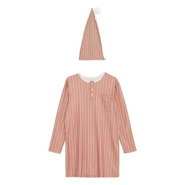 Nyeemya Pyjama 2 Miếng Trẻ Em Bé Trai Váy Ngủ Pompom Mũ Dài Tay Điều Chỉnh Giấc Ngủ 7