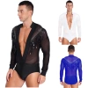 Nyeemya S-XXL Leotard Nam Sầu Cổ V Sheer Lưới Đính Kim Cương Giả - Giá 298.080đ
