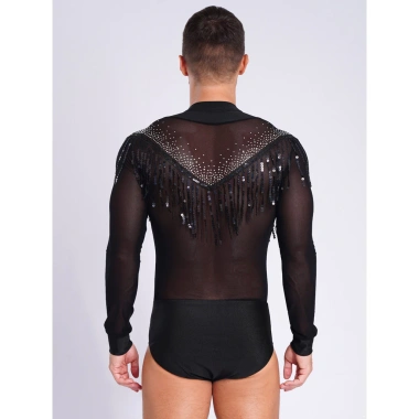Nyeemya S-XXL Leotard Nam Sầu Cổ V Sheer Lưới Đính Kim Cương Giả - Giá 298.080đ 3