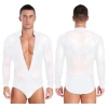 Nyeemya S-XXL Leotard Nam Sầu Cổ V Sheer Lưới Đính Kim Cương Giả - Giá 298.080đ 9