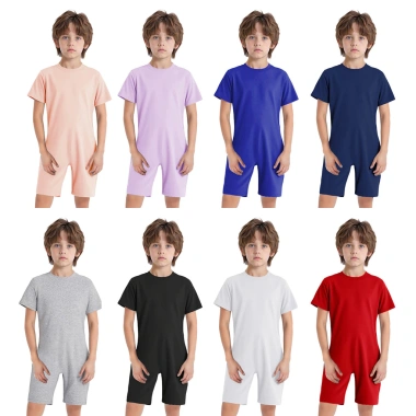 Nyemya áo liền quần trẻ em cổ tròn tay ngắn lưng vô hình dây kéo màu trơn - 303.480₫