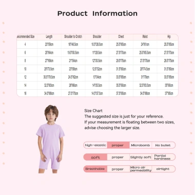 Nyemya áo liền quần trẻ em cổ tròn tay ngắn lưng vô hình dây kéo màu trơn - 303.480₫