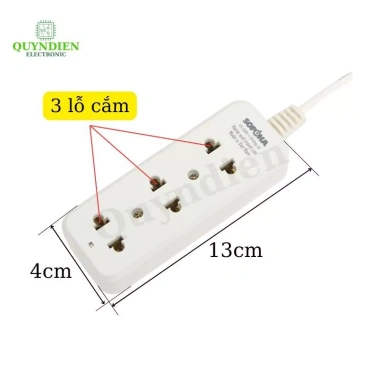 Ổ Cắm 3 Cửa 1.200W 3B5 - Thiết Kế Gọn Gàng, An Toàn, Tiện Dụng - Linh Kiện Quỳnh Diễn