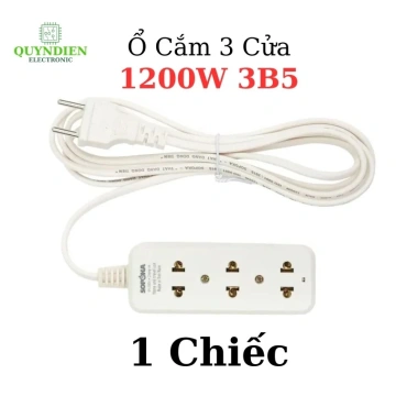 Ổ Cắm 3 Cửa 1.200W 3B5 - Thiết Kế Gọn Gàng, An Toàn, Tiện Dụng - Linh Kiện Quỳnh Diễn