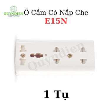 Ổ cắm 3 cửa E15N nắp che an toàn, chịu nhiệt, chống cháy Linh Kiện Quỳnh Diễn