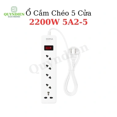 Ổ Cắm Chéo 5 Cửa 2.200W 5A2-5 Lõi Chịu Nhiệt Chống Cháy - Linh Kiện Quỳnh Diễn - Giá Ưu Đãi 157.5K Ổ Cắm Chéo 5 Cửa 2.200W 5A2-5 Lõi Chịu Nhiệt Chống Cháy - Linh Kiện Quỳnh Diễn - Giá Ưu Đãi 157.5K
