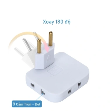 Ổ cắm chia điện 2.500W 3 chân tròn, chuyển đổi 3 trong 1, xoay 180 do ABS, có thể điều chỉnh - Giá 20.900 VND 5