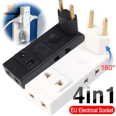 Ổ cắm chuyển đổi EU đa chức năng 1 to 4 xoay được, di động du lịch, mở rộng sạc