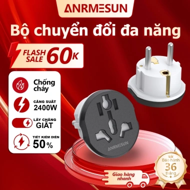 Ổ cắm đa năng ANRMESUN 2.400W – Chống nổ, lõi đồng cao cấp, chuẩn châu Âu, giá 40k Ổ cắm đa năng ANRMESUN 2.400W – Chống nổ, lõi đồng cao cấp, chuẩn châu Âu, giá 40k