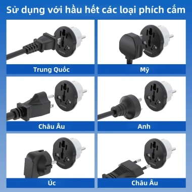 Ổ cắm đa năng ANRMESUN 2.400W – Chống nổ, lõi đồng cao cấp, chuẩn châu Âu, giá 40k