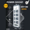 Ổ cắm DCTEK A33 A34 A35 đa năng 2 USB + Type‑C, dây dài 3m, tiện lợi cho gia đình, giá chỉ 186.000₫ 6
