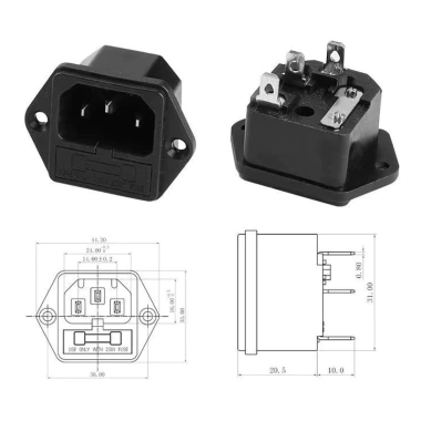 Ổ cắm điện AC 3 chân 3 cực cái đực có khóa - Chuyển đổi nguồn an toàn, điện áp 220V, bảo vệ quá tải, giá 19.740₫, giảm 22% 8